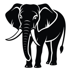 Majestic black elephant mascot, a powerful monochrome vector illustration. Design series for logo and emblem creation