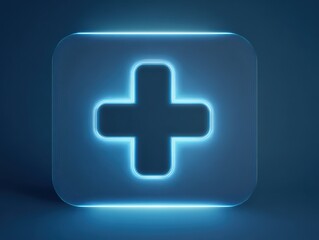 Fototapeta premium Futuristic Digital Medical Cross Icon in Tech-Style for Healthcare UI, Branding and Infographics 