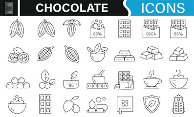 Illustrations of Chocolate Ingredients and Cocoa Beans for Production Designs
