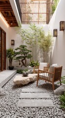 Fototapeta premium Tranquil indoor-outdoor garden oasis