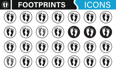 Set of Footprint Icons with Different Footstep Designs