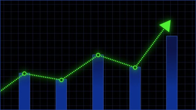 Basic Infographic chart showing a green arrow and info bars showing an average growth Infographic Animation
