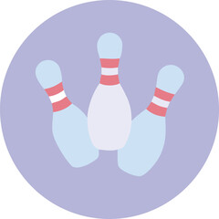 Three Pastel Bowling Pins in a Circle Design Element