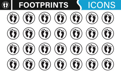 Footprint Silhouette Icons for Direction, Travel, and Health