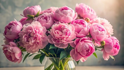 Fototapeta premium Pink Peonies Bouquet with Soft Shadows