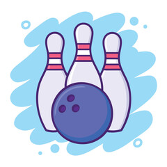 Cartoon Bowling Pins and Ball Illustration for Game Design