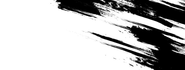 Vector grunge brush strokes texture rough black scratches for paint splatter template. Black and white grunge frame.