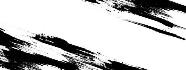 Vector grunge brush strokes texture rough black scratches for paint splatter template. Black and white grunge frame.