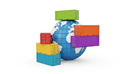 Obraz premium Global Cargo Shipping and Trade - International trade, import, export, logistics, global commerce. Colorful shipping containers symbolize worldwide distribution networks