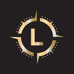 Compass Logo Combine With Letter L Vector Template