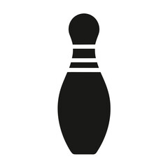 Simple Black Bowling Pin Icon Isolated on White Background
