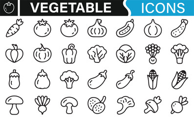 Simple Icons of Vegetables for Cooking, Vegan, and Organic Projects