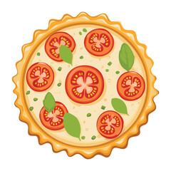 Tomato and Mozzarella Cheese Tart - Vector Illustration