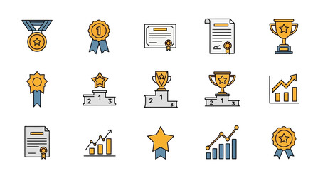 Achievement and Success Vector Icon Set