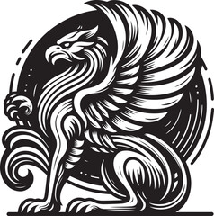Tribal eagle tattoo in black and white. Vector illustration
