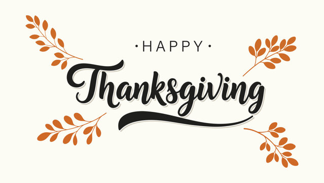 Happy Thanksgiving Vector Greeting with Autumn Leaves and Branches