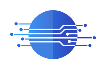 Blue circuit board globe with data connections