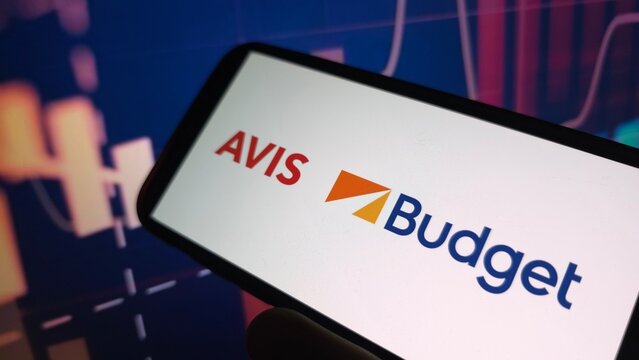 Konskie, Poland - July 31, 2025: Avis Budget Group company logo displayed on mobile phone