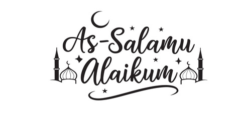 Elegant Islamic Greeting Design with Crescent Moon and Mosque Silhouette for Festive Occasions and Cultural Celebrations