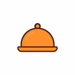 Orange Covered Food Tray Icon Restaurant Serving Dish Illustration