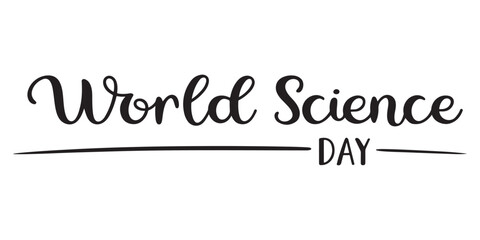 Elegant World Science Day Banner Design with Modern Typography and Black Ink