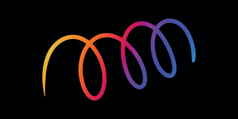 Colorful Gradient Spiral Loop Abstract Design on Black Background