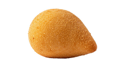 Close up shot of a coxinha, a popular brazilian snack, isolated on a black background, studio shot