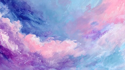 Abstract Colorful Cloudscape in Pastel Blue, Pink and Purple