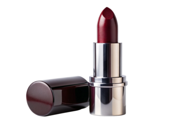 Open Deep Burgundy Lipstick With Natural Shadow isolated on white background