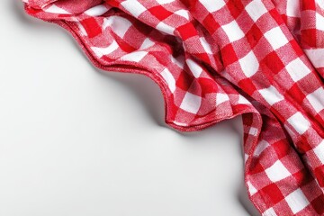 Gingham Tablecloth: Red Chequered Picnic Menu Setup for Outdoor Dining - Top View with Copy Space
