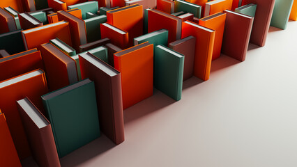 Discovering knowledge within colorful books surrounded by shadows