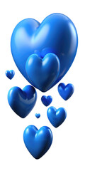 blue heart isolated on transparent white background, clipping path