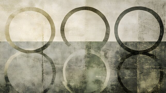 Abstract Beige Green Circles Grunge Texture Background