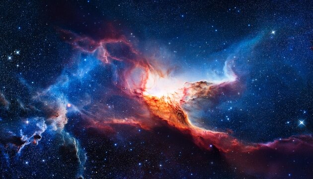 a cosmic journey through the universe reveals a vibrant nebula glowing with interstellar gas and stardust showing the beauty of space exploration