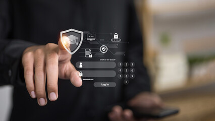 Cybersecurity Login Interface with Digital Data Protection Concept
