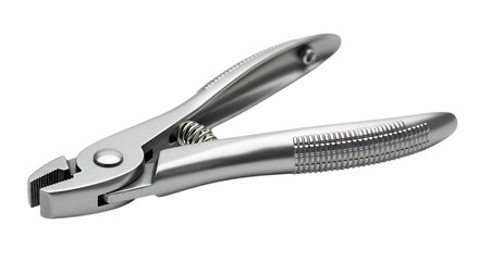 Obraz premium Closeup of a shiny metal wire stripper plier isolated on transparent background, showcasing its precision and durability for various industrial, construction, and repair applications