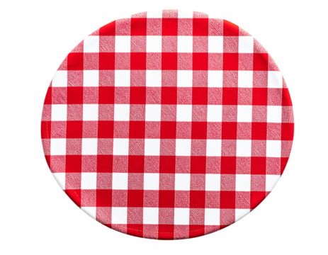  Buffalo Gingham Pattern Swatch in Circular Shape with Frayed Edges, Transparent Background PNG