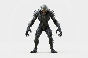 Fototapeta premium Studio monster, fierce pose, white background, game asset