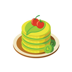 pancake with fruits vector icon.