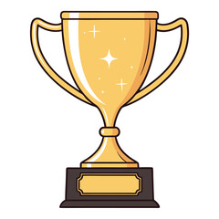 Golden Trophy Award with Blank Plaque Illustration
