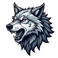 logo Intense Wolf Face in Monochrome
