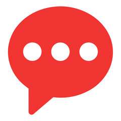 Fototapeta premium Simple red speech bubble icon with three black dots representing conversation or messaging