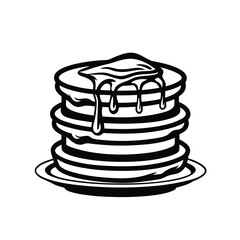 Outline vector of stack of pancakes isolated on white background