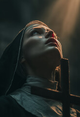 Portrait of a nun with a cross