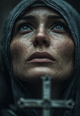 Portrait of a nun with a cross