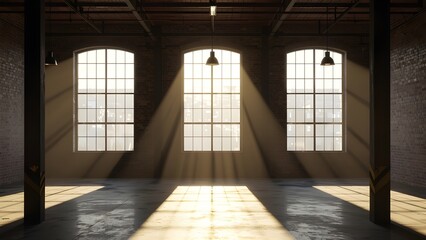 Sunlight in Modern Warehouse Interior