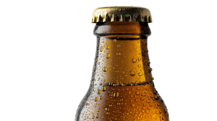 Close-up of Beer Bottle Neck with Condensation