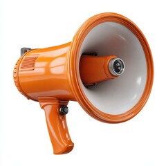 Bright orange megaphone device for amplifying sound and communication