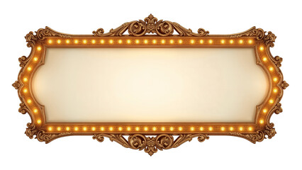 Ornate luminous frame with decorative elements, isolated on transparent background, suitable for