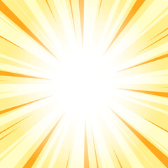 Obraz premium Abstract Bright Yellow Crayola Sunburst Background with Glowing Light Rays. Yellow Glowing Effect Sunburst Background for Presentation, Banner, Poster, Flyer, Sales. Pop Art Background for Summer Them